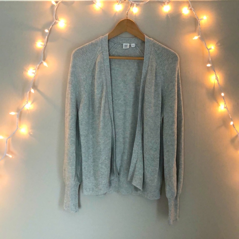 GAP grey bubble sleeve open front cardigan